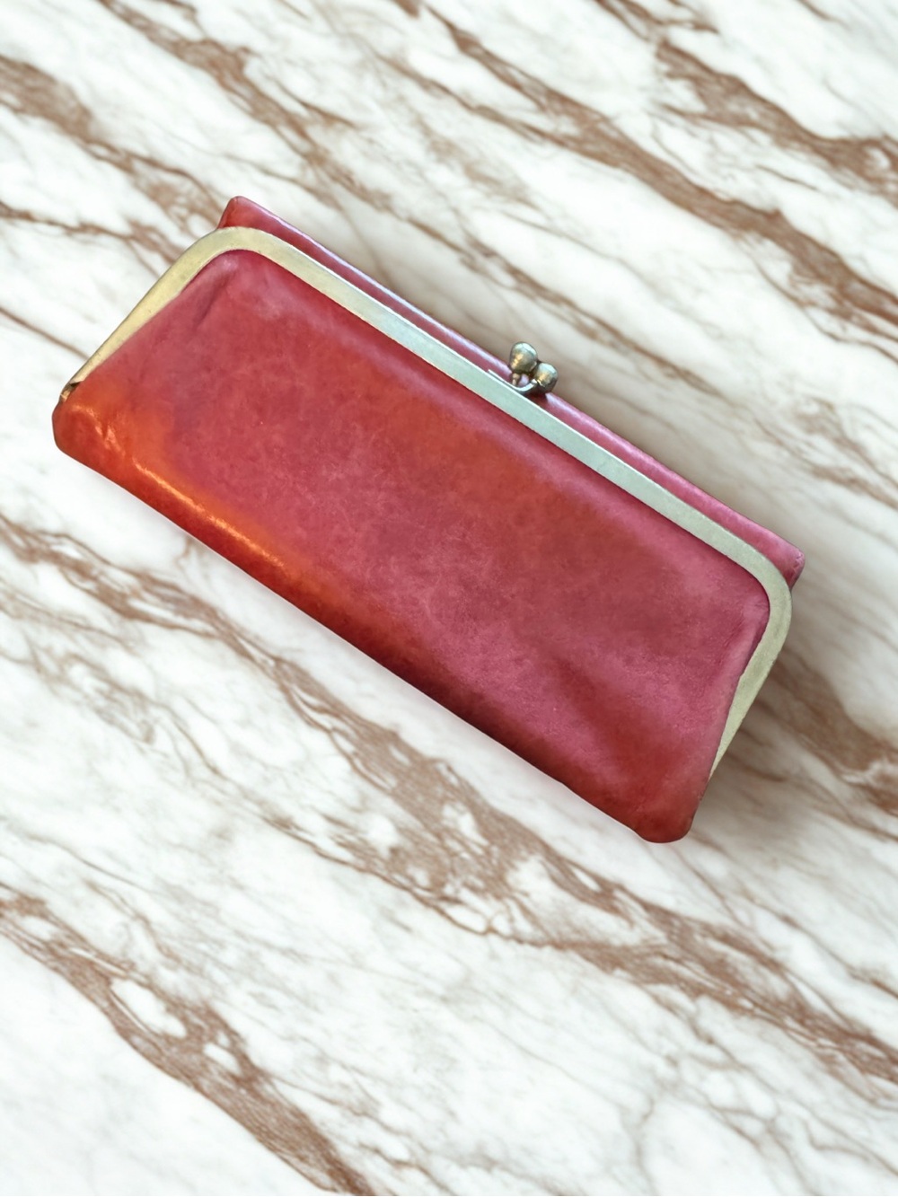HOBO Red Leather Lauren Clutch-Wallet